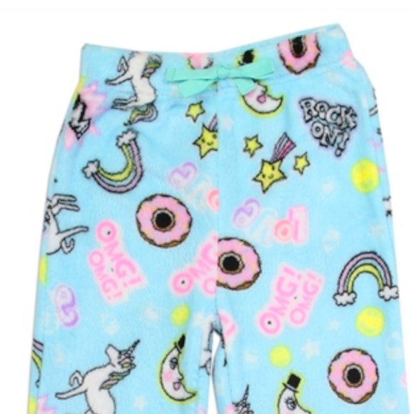 Unicorn Fleece Pajama Pants Girls Lounge Plush Bottoms All Over Print M L XL - Picture 2 of 2